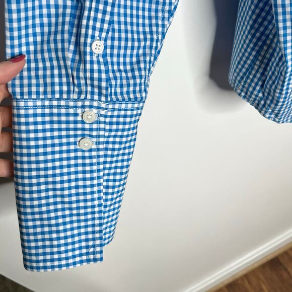 J. Crew Garcon Long Sleeve Button Up Shirt Womens 14 Blue Gingham Cotton Poplin - Picture 10 of 11